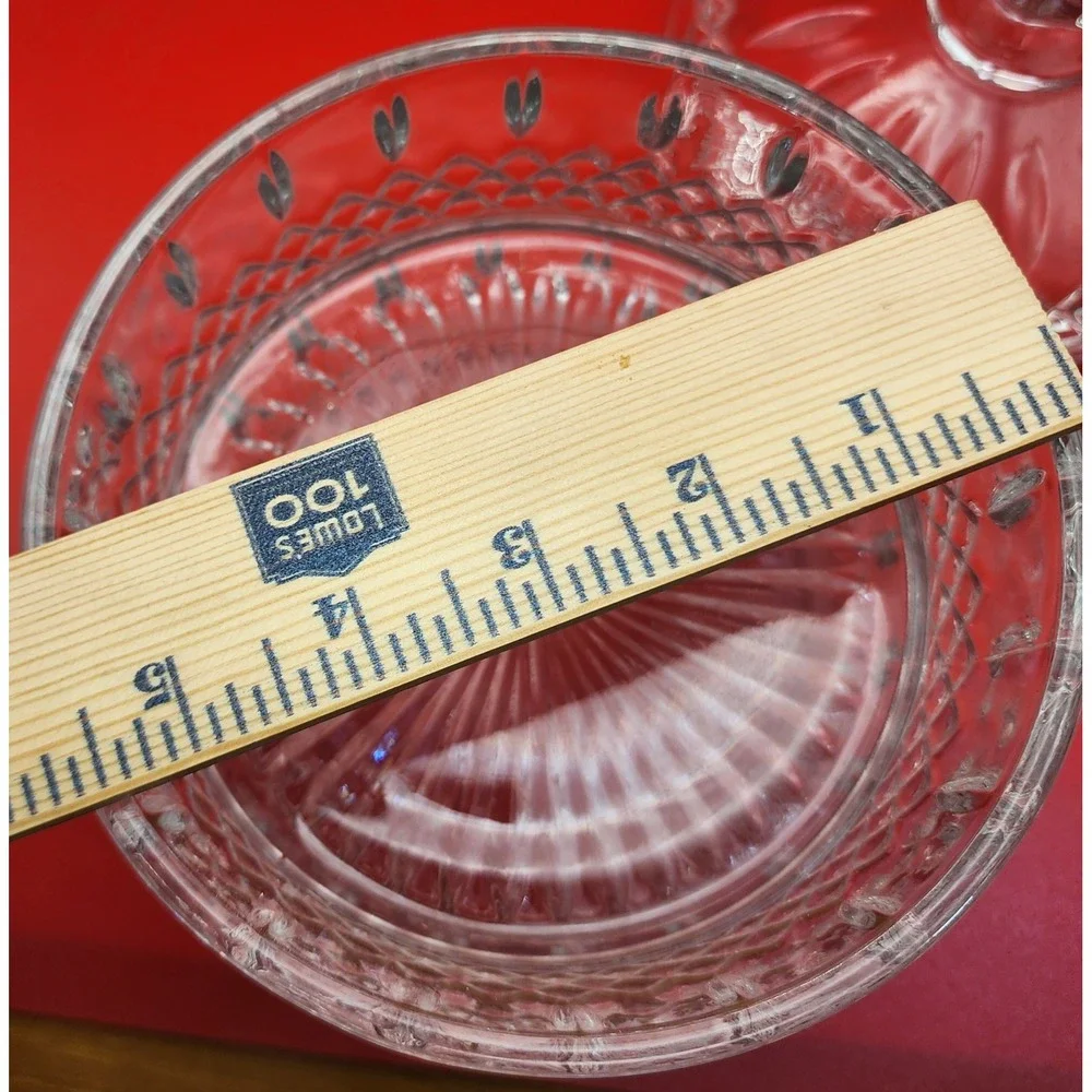 Vintage Clear Pressed Glass 2 Tier Stacked Candy Dish with Lid Diamond Pattern